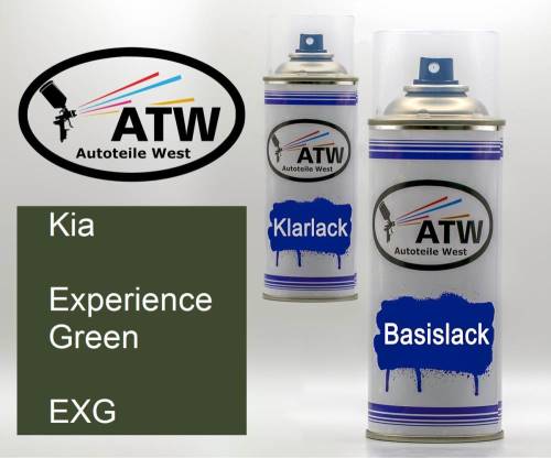 Kia, Experience Green, EXG: 400ml Sprühdose + 400ml Klarlack - Set, von ATW Autoteile West.